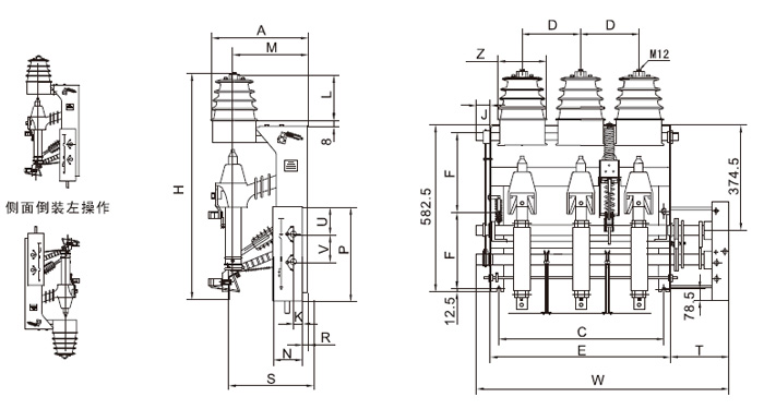 FKRN12A-12D側(cè)裝右操作、側(cè)面倒裝左操作 FKRN12A-12D側(cè)裝右操作、側(cè)面倒裝左操作
